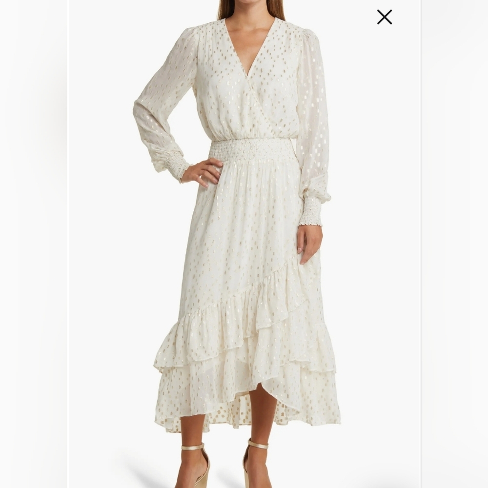 Lilly Pulitzer Long Sleeve Midi Wrap Dress Size 2 NWT Whimsical Fairycore Glam